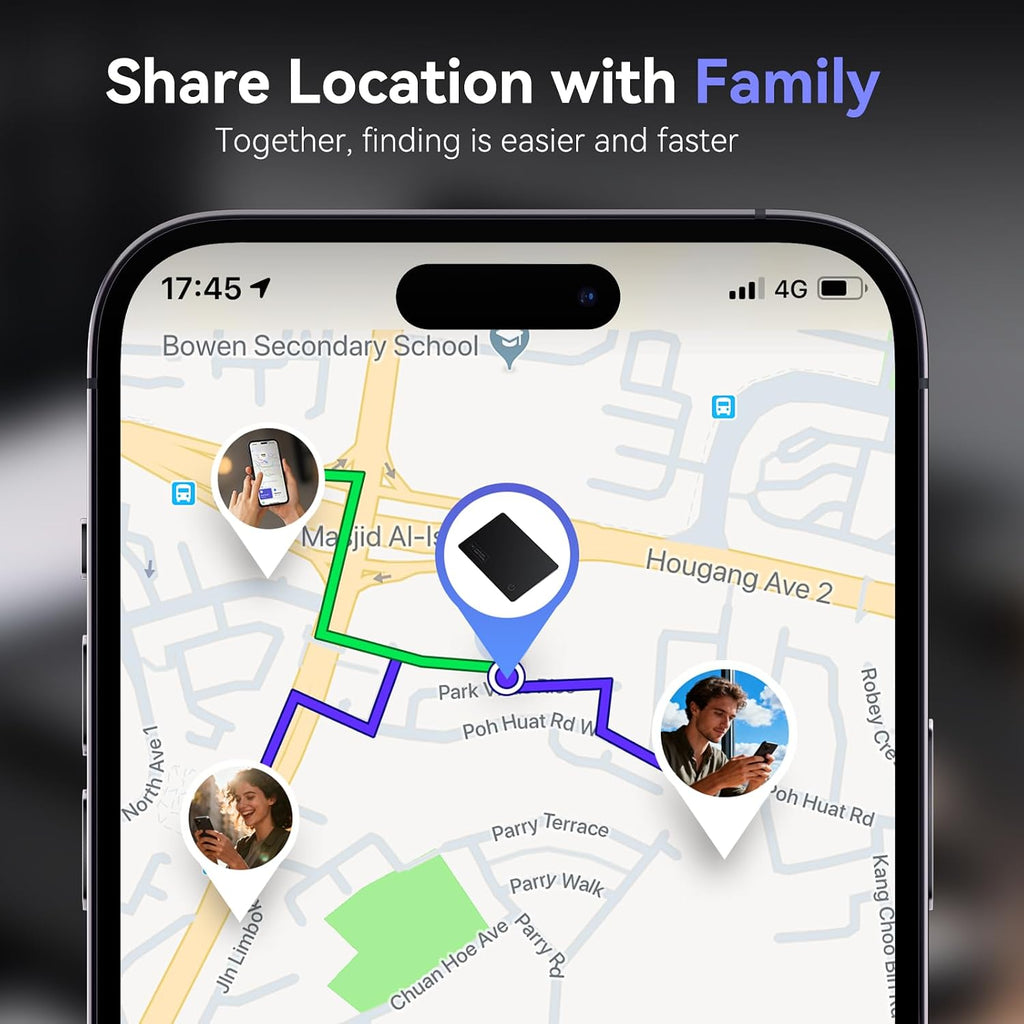 Wallet Tracker Card - Compatible with Apple Find My (Ios Only), 0.07In Slim Tracking Card, IP68 Waterproof Bluetooth Tracker Finder, Item Locator for Luggage, Passports, Purse