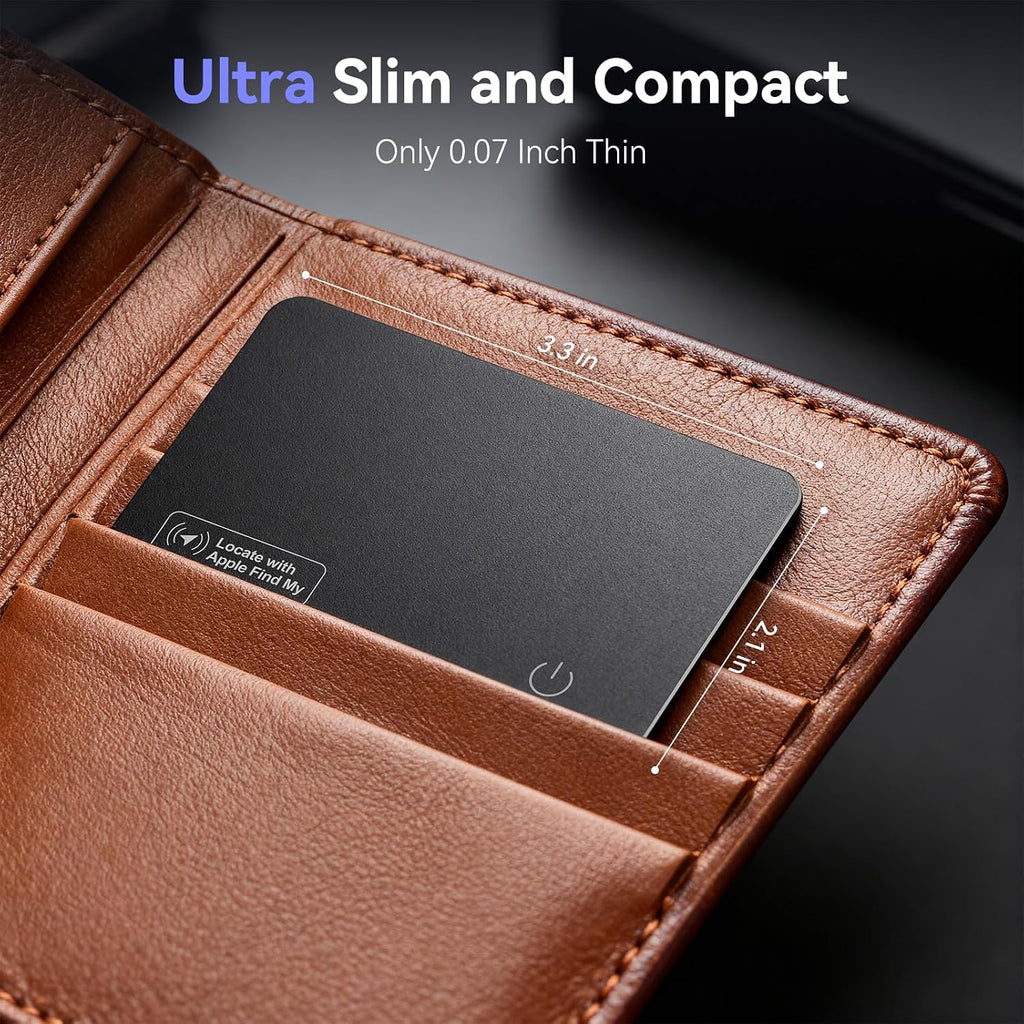 Wallet Tracker Card - Compatible with Apple Find My (Ios Only), 0.07In Slim Tracking Card, IP68 Waterproof Bluetooth Tracker Finder, Item Locator for Luggage, Passports, Purse